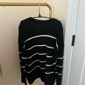 Aerie Black and Cream Striped Sweater
